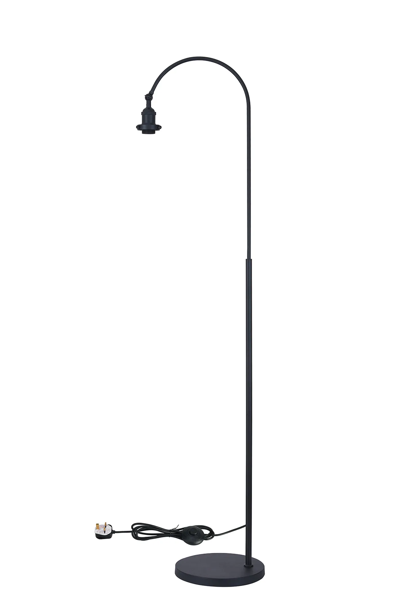 D1030BL  Dreifa Curved Over Arm Floor Lamp Without Shade, 1 x E27, Satin Black